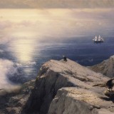 Ivan_Constantinovich_Aivazovsky_-_A_Rocky_Coastal_Landscape_in_the_Aegean_with_Ships_in_the_Distance_detail